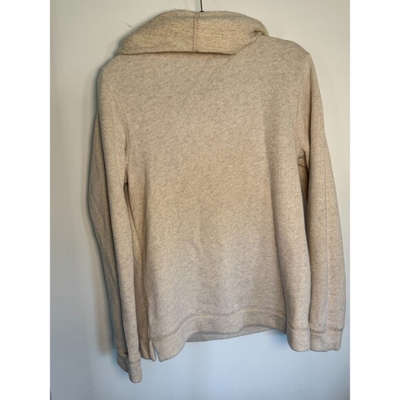 J Crew Sweatshirt Womens Large Beige Cowl Neck Long Sleeves Pockets - Picture 7 of 7